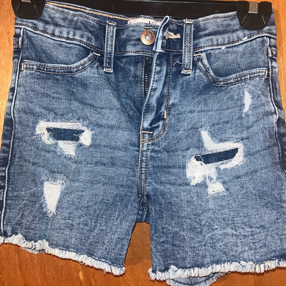 Abercrombie Kids Blue Jean Shorts Distressed Raw Hem